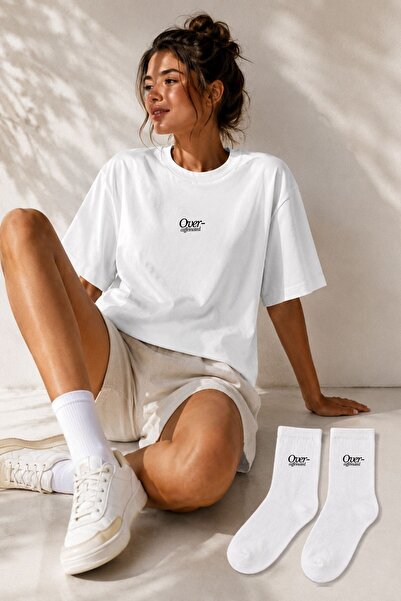 GIA - ART Γυναικείο μπλουζάκι oversized με κάλτσες με καφεΐνη, λευκό – Άνετη ...