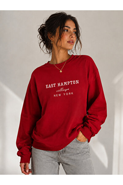 caddekombin Unisex East Hampton and New York Printed Crew Neck Sweatshirt