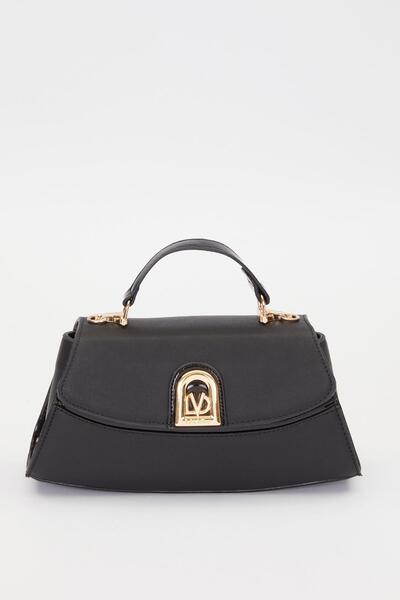 Levidor Black - Patent Leather Ellipse Look Handbag