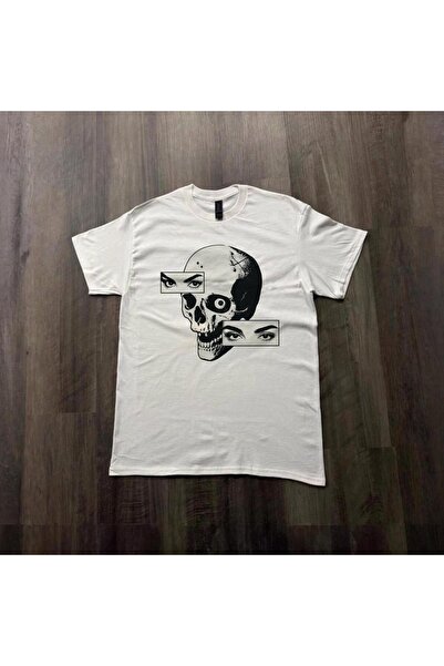 Grafftee Clothing Минималистична унисекс овърсайз тениска с принт на череп