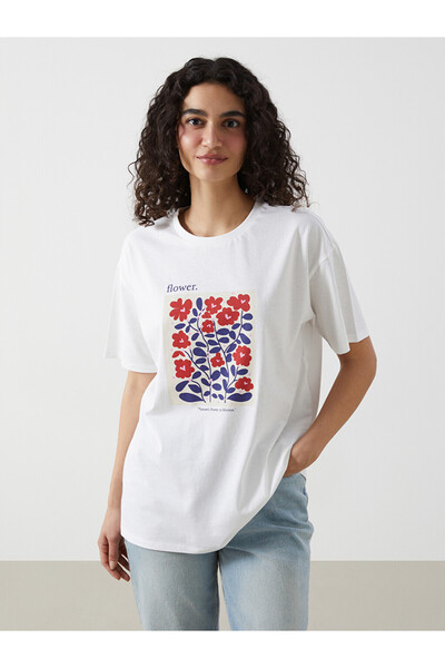 LC Waikiki Crew Neck Floral Oversize Women's T-Shirt