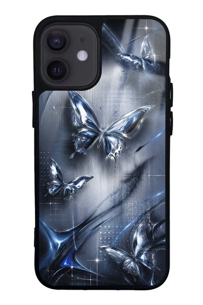 Spoyi iPhone 12 Mini Midnight Chrome Butterfly Design Glossy Phone Case