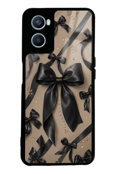 Spoyi Oppo A96 Midnight Bow Tasarımlı Glossy Telefon Kılıfı