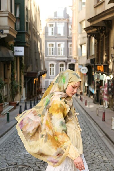 ENRİCO FERRİ Allure Abstract Floral Pattern Tencel Shawl