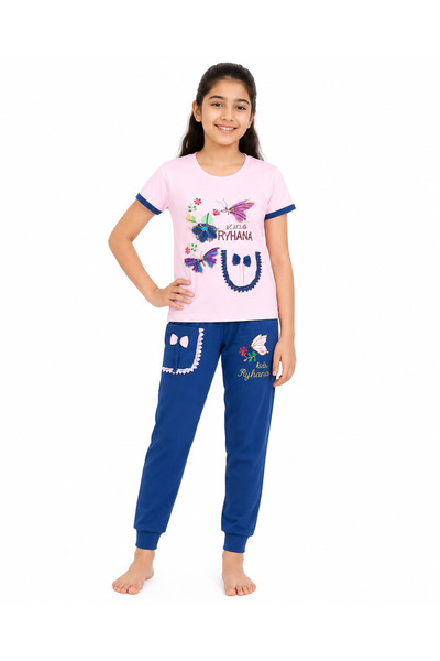 Generic Girls' Set of Pink T-Shirt and Blue Pants Size 12Y