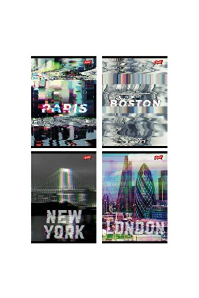 Unipap Caiet A5 Glitched City, 60 file, in carouri, Multicolor, 10 buc.