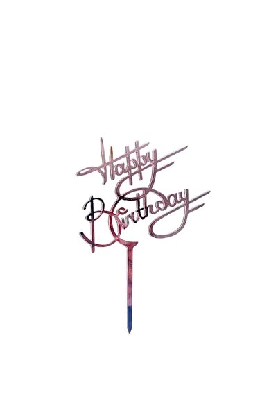Baloane Vesele Topper Tort Happy Birthday Rose Gold Oglinda Scris Elegant TOP...