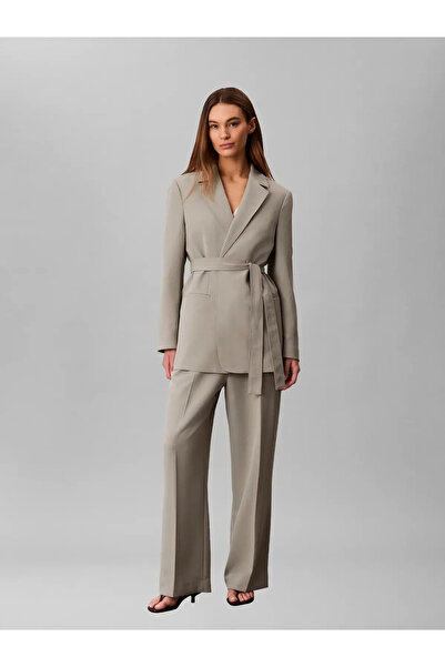 Calvin Klein CASUAL TWILL BELTED, PEZ, 6 Kadın Gri Ceket