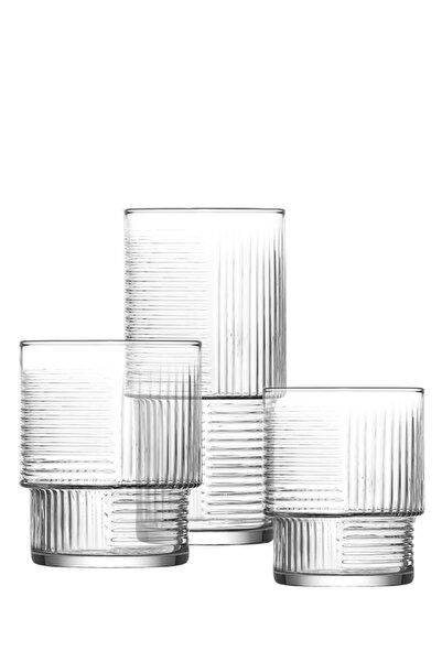 LAV Helen Glass Cup Set 18-Piece (6 Soft Drink Glasses 400 Ml, 6 Soft Drink G...