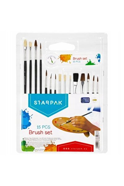 Starpak Set 15 pensule de pictura, Starpak, Diferite dimensiuni, Multicolor