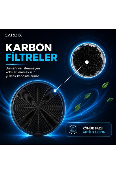 CARBIX EFF62 6532971 DKF14-1 Uyumlu 2’li Aktif Karbon Davlumbaz Filtresi