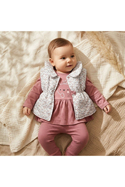air baby Mia Baby Girl Pink Floral Puffy Vest Triple Combination Set - Cotton...