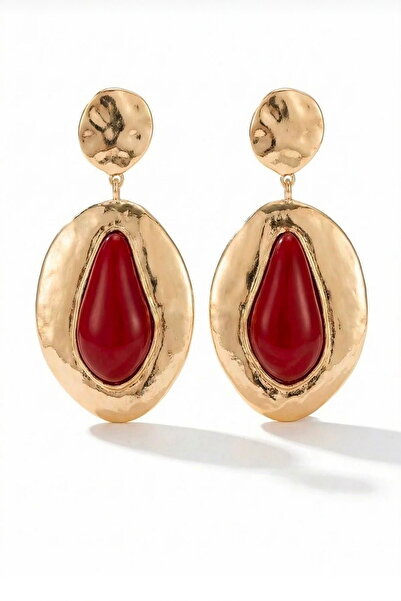 DEMOKAN Women's Earrings Vintage Style Metallic Edge Colorful Stone Earrings