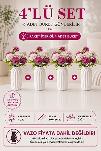 MD Aspiz Flowers 4 باقات من الزهور الاصطناعية، 7 باقات فاخرة من زهور الأقحوان...