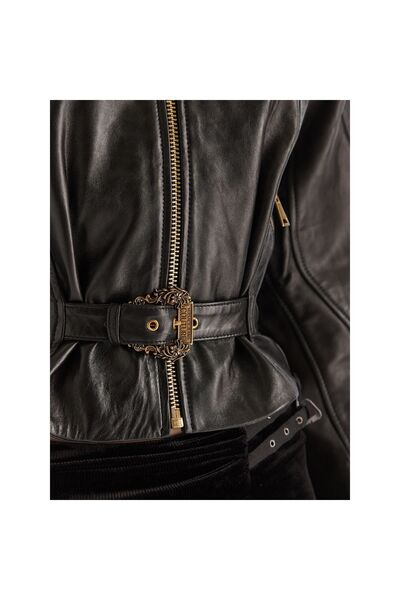 VERSACE JEANS COUTURE Γυναικείο Δερμάτινο Μπουφάν 79HAVP03 CP021 Μαύρο
