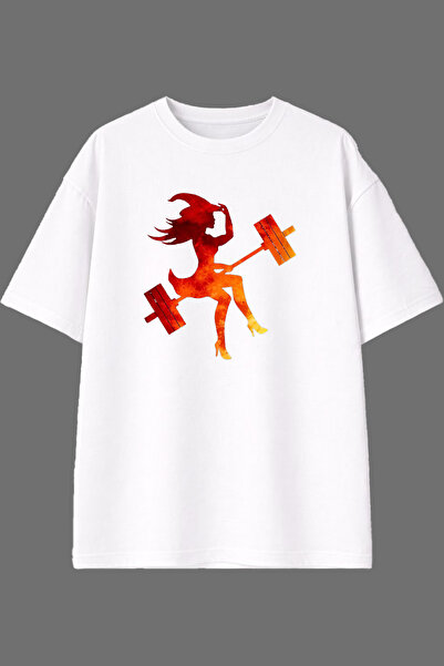 VSRN Бяла овърсайз тениска с дизайн на вещица, щампована отпред, с халтер