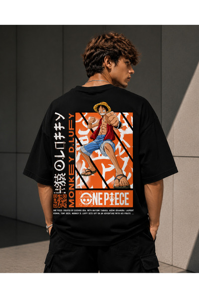 Nulivez تي شيرت One Piece Monkey D. Luffy كبير الحجم للجنسين - تصميم ملابس ال...