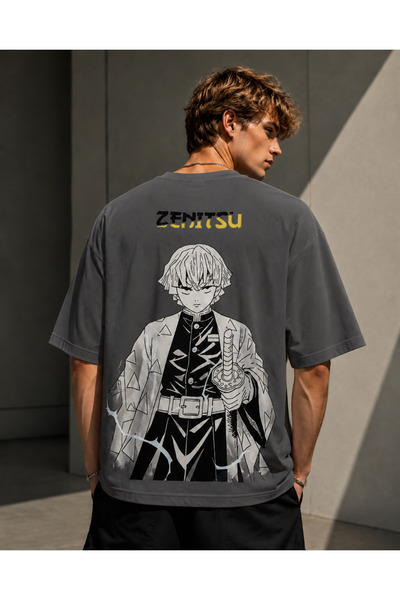 Nulivez Demon Slayer Zenitsu Agatsuma Oversized Unisex T-Shirt - Anime Graphi...