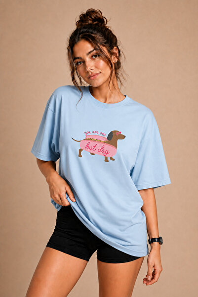 FECCY Premium Hot Dog Unisex Oversize Women's T-Shirt Men's T-Shirt Cotton Ov...