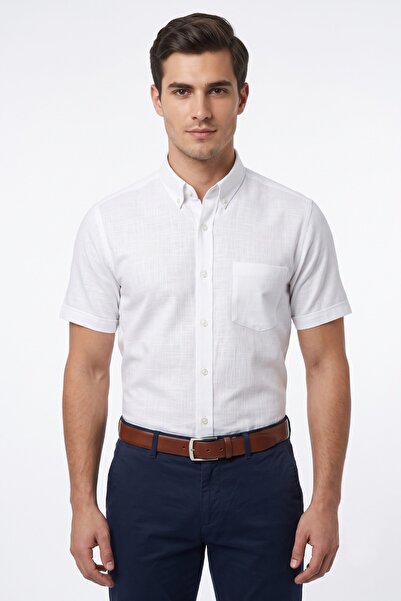 KAMER Men's Classic Single Pocket 100% Cotton Short Sleeve Shirt Bgl-St05624