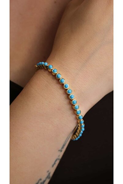 Jerie Gold Turquoise Stone Detail Bracelet