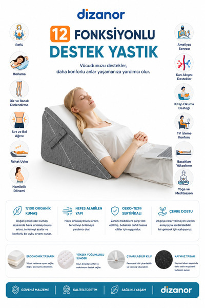 Empressco 12 Fonksiyonlu Ortopedik Yastık Bacak, Sırt ve Diz Desteği