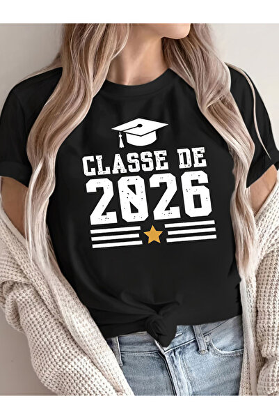 Astogria13 تي شيرت نسائي مطبوع عليه "CLASS OF 2026"، بتصميم فرنسي عتيق، مناسب...