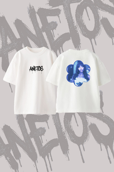 Anetos Sza Artist Design Back Printed Cotton White Oversize T-Shirt