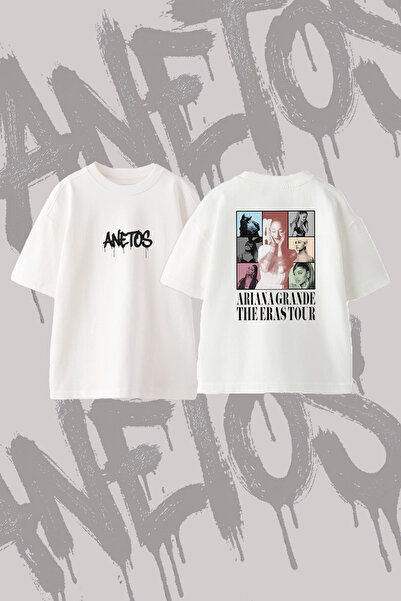 Anetos Ariana Grande_6 Design Back Printed Cotton White Oversize T-Shirt