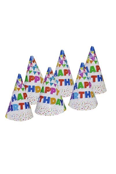 Generic Party Panda Happy Birthday Cone Shaped Hat, 6 Pieces