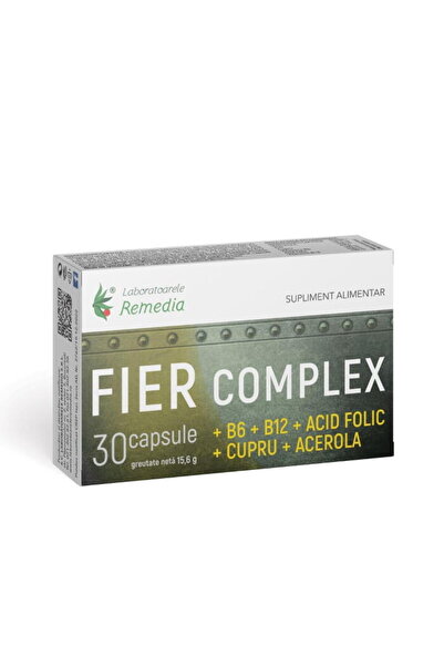 Remedia Fier Complex + B6 + B12+ Acid Folic + Cupru + Acerola 30cps