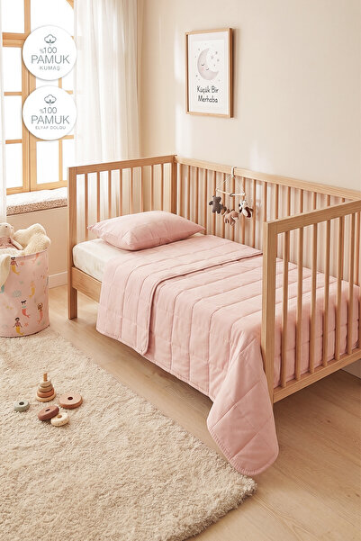 Ocean Home Textile 100% Cotton Fabric Quilted Pink Multi-Purpose Baby Bedspre...