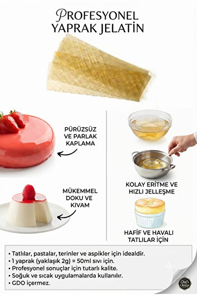 LUCAS Yaprak Jelatin 1000 Gr – Profesyonel Pastacılık İçin Yaprak Jelatin