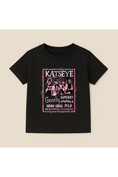 SVART WEAR تي شيرت قطني مطبوع عليه Katseye برقبة دائرية وأكمام قصيرة للأطفال ...