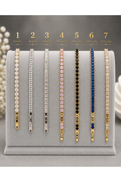Bade Jewelry 14K Altın Kaplama Zirkon Taşlı Su Yolu Bileklik Kararmaz Çelik 1...