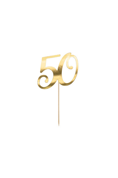 Partydeco Topper pentru tort ''50 de ani'', auriu, 20,5 cm