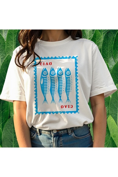 Grafftee Clothing Ciao Sardine unisex majica sa štampanim motivom, veće veličine