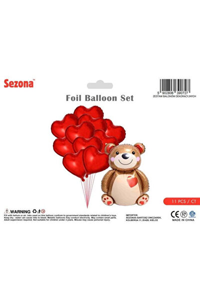 OEM Set baloane din folie Sezona Ursulet cu inimi, baloane inima si urs, pent...