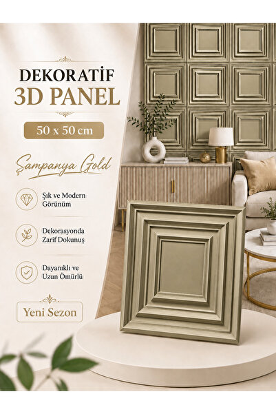 CraftWallDecor VAULT 3D DUVAR PANELİ BOYANABİLİR ( ÖLÇÜ : 50*50 cm / 4 adet: ...