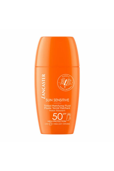 Lancaster Fluid matifiant colorat pentru piele sensibilă la soare SPF 50 30 ml