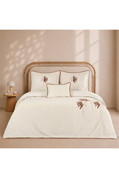 ALTINBAŞAK TEKSTİL Liora Double Embroidered Bedspread Cream (4 Pieces) 230X25...