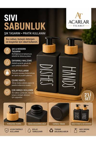 Acarlar Ticaret Double Liquid Soap Dispenser with Stand