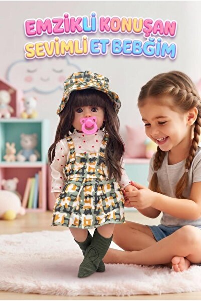 Tıfıl Toys Emzikli Sevimli %100 Et Bebek - 50 cm Konuşan Gerçekçi Oyun Arkada...