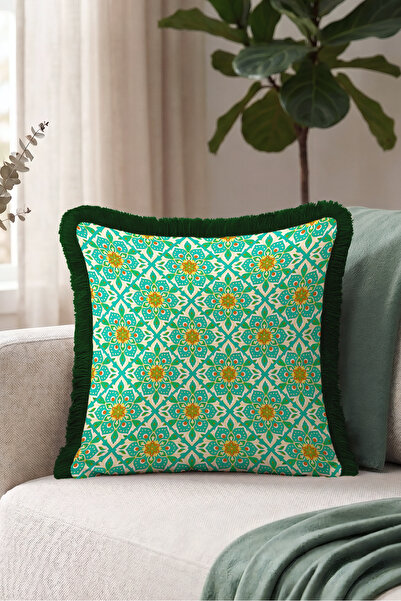 Evimde Bambaşka Boho Mandala Exotic Fringed Pillowcase-Authentic Ethnic Retro...