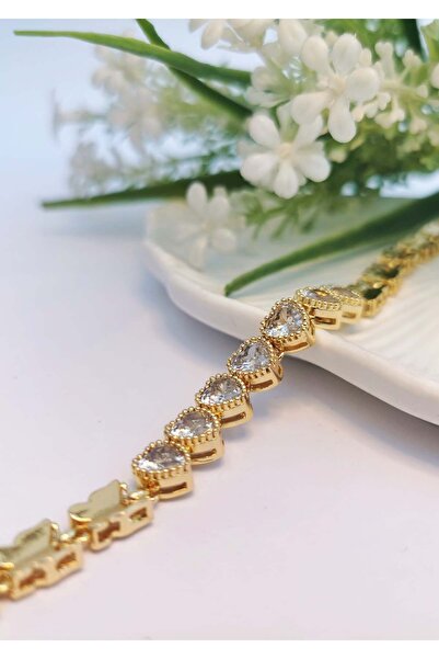 Halley Concept Heart Cut Gold Zircon Steel Bracelet