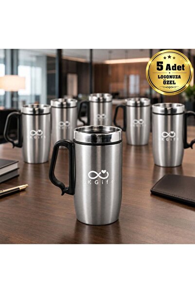 Bk Gift 5 Pieces of 5304 Steel Mug with Custom Logo, 240 ml Corporate Thermos...