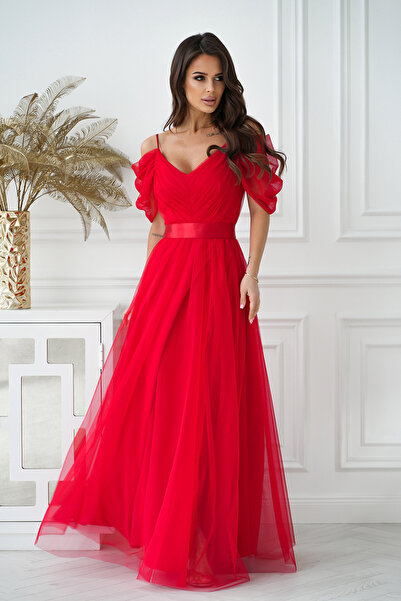 OEM Long Elegant Women's Dress Bicotone Red - Model 310-02