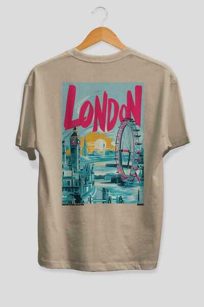 Ankhises Λονδίνο Αγγλία 3 Μπεζ Oversize Country City Μπλουζάκι Unisex με στάμ...