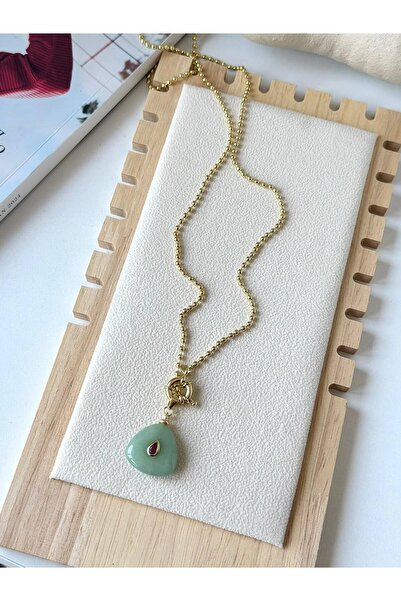 ANKA JEWELLRY Women's Stainless Steel Green Natural Stone Looking Drop-Type P...