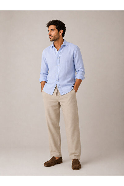 Evrano Timeless Elegance Evrano 100% Linen Regular Fit Pants إفرانو |   100% ...